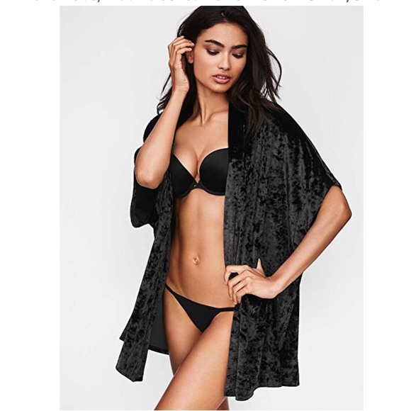 Victoria's Secret Other - NWT Victorias Secret Black Velvet Kimono Open Robe